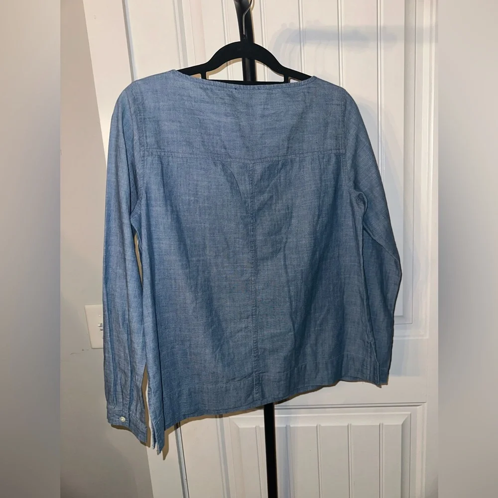 J Crew Size Small Denim Blue‎ Long Sleeve Blouse